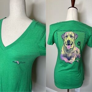 FLO GROWN Kelly Green Dog T Shirt Dog St‎ Pattys Day Lover Lab Soft Stretch JR L